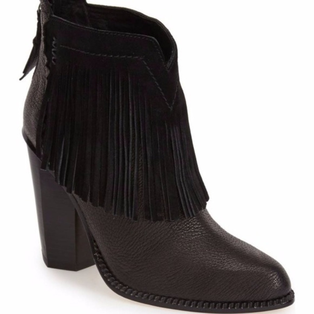Cynthia Vincent Fringe Ankle Boots